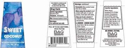 Image Description (Sweet Coconut Scented Hand Sanitizer 29 mL 62 Vv)